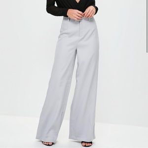Missguided Grey Crepe Wide Leg Trouser